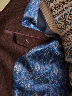 Online Joules Rust Brown Slim Fit Herringbone Blazer RustBrown