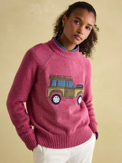 Outlet Joules Rutland Applique Knitted Jumper Pink