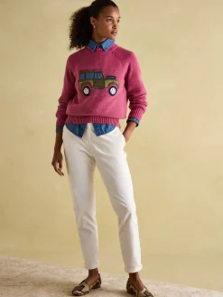 Outlet Joules Rutland Applique Knitted Jumper Pink