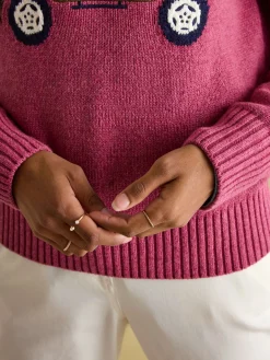 Outlet Joules Rutland Applique Knitted Jumper Pink