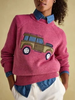 Outlet Joules Rutland Applique Knitted Jumper Pink