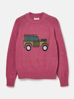 Outlet Joules Rutland Applique Knitted Jumper Pink