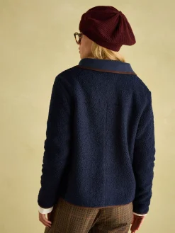 Outlet Joules Sadie Button Down Fleece Jacket Navy