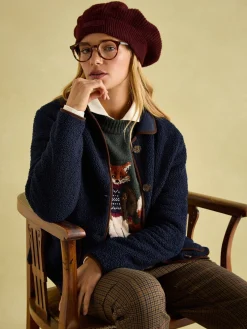 Outlet Joules Sadie Button Down Fleece Jacket Navy