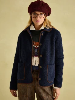 Outlet Joules Sadie Button Down Fleece Jacket Navy