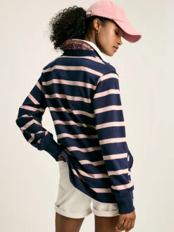 Outlet Joules Sammie Navy Blue Striped Heavyweight Cotton Rugby Shirt NavyBlue