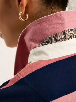 New Joules Sammie Tan Multi Stripe Striped Heavyweight Cotton Rugby Shirt TanMultiStripe