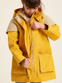 New Joules Seacombe Waterproof Hooded Raincoat with Cape Yellow