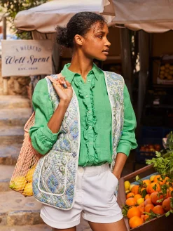 Sale Joules Selene 100% Linen Shirt Green