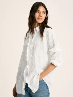 New Joules Selene 100% Linen Shirt White