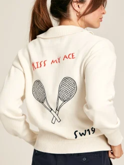 Sale Joules Set Match Jumper with Tennis Embroidery Cream