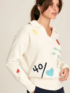 Sale Joules Set Match Jumper with Tennis Embroidery Cream