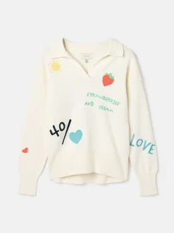 Sale Joules Set Match Jumper with Tennis Embroidery Cream