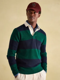 Clearance Joules Seymour Knitted Rugby Shirt Green/Navy