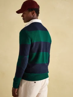 Clearance Joules Seymour Knitted Rugby Shirt Green/Navy