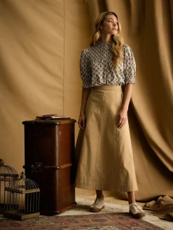 Best Joules Silvia Frill Neck Smocked Blouse Green