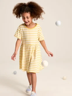 Discount Joules Skye Yellow Striped Jersey T-Shirt Dress YellowStriped