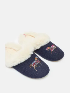 Clearance Joules Slippet Luxe Navy Blue Horse Embroided Slippers NavyBlueHorse