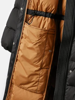 New Joules Somerton Showerproof Down Feather Long Puffer Coat Black