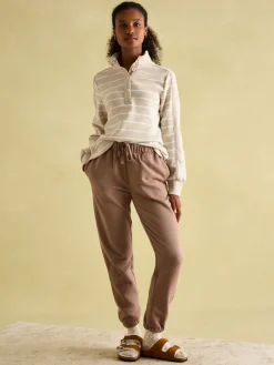 Joules Southwold Button Down Striped Sweatshirt Oatmarl