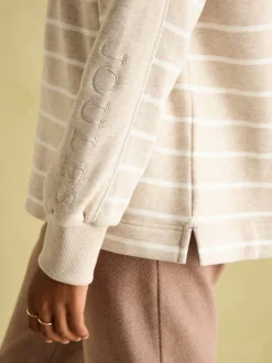 Joules Southwold Button Down Striped Sweatshirt Oatmarl