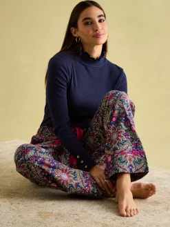 Outlet Joules Stella Cotton Pyjama Bottoms Navy