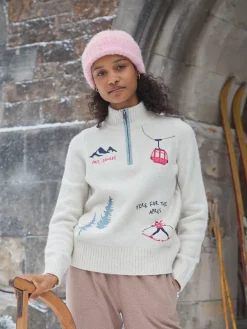 Hot Joules Summit Quarter Zip Ski Jumper Cream