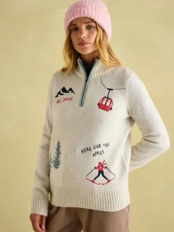 Hot Joules Summit Quarter Zip Ski Jumper Cream