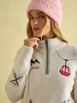 Hot Joules Summit Quarter Zip Ski Jumper Cream