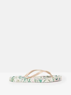 Sale Joules Sunvale Cream Floral Printed Flip Flops CreamFloral