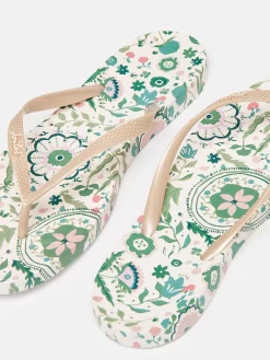 Sale Joules Sunvale Cream Floral Printed Flip Flops CreamFloral
