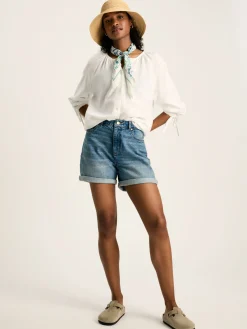 Best Joules Sylvie Tie Cuff Blouse White