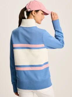 Hot Joules Tadley Blue & White Quarter Zip Sweatshirt Blue&White