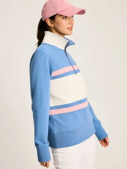 Hot Joules Tadley Blue & White Quarter Zip Sweatshirt Blue&White