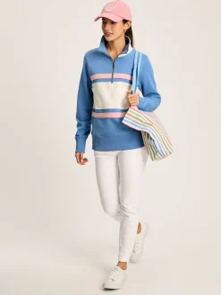 Hot Joules Tadley Blue & White Quarter Zip Sweatshirt Blue&White