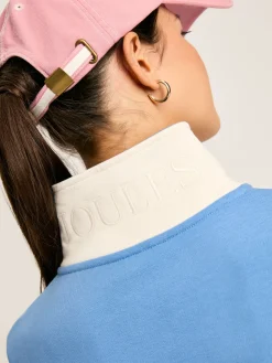 Hot Joules Tadley Blue & White Quarter Zip Sweatshirt Blue&White