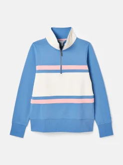 Hot Joules Tadley Blue & White Quarter Zip Sweatshirt Blue&White