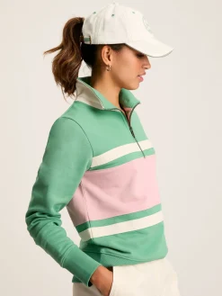 Clearance Joules Tadley Green & Pink Quarter Zip Sweatshirt Green&Pink