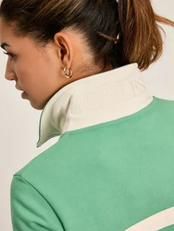 Clearance Joules Tadley Green & Pink Quarter Zip Sweatshirt Green&Pink
