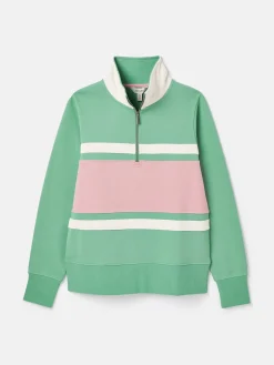 Clearance Joules Tadley Green & Pink Quarter Zip Sweatshirt Green&Pink