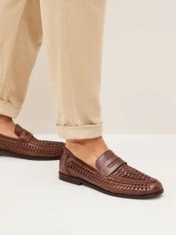 Best Joules Tan Brown Leather Weave Loafers TanBrown