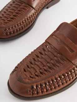 Best Joules Tan Brown Leather Weave Loafers TanBrown