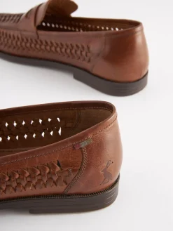 Best Joules Tan Brown Leather Weave Loafers TanBrown