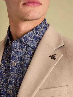 Outlet Joules Tan Brown Slim Fit Flannel Suit Jacket TanBrown