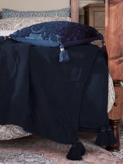 Joules Tapestry 100% Cotton Throw Blue