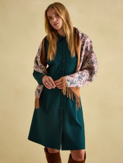 Hot Joules Templeton Silk and Wool Blend Double Sided Scarf Natural