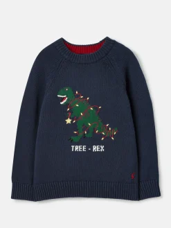New Joules The Cracking Knit Navy Blue Festive Knitted Jumper NavyBlue
