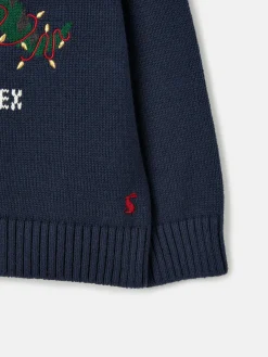 New Joules The Cracking Knit Navy Blue Festive Knitted Jumper NavyBlue