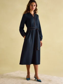 Clearance Joules Thea Ponte Long Sleeve Dress Navy