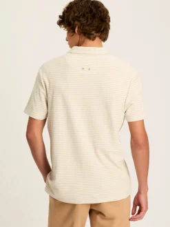 Online Joules Towelling Striped Polo Shirt Cream